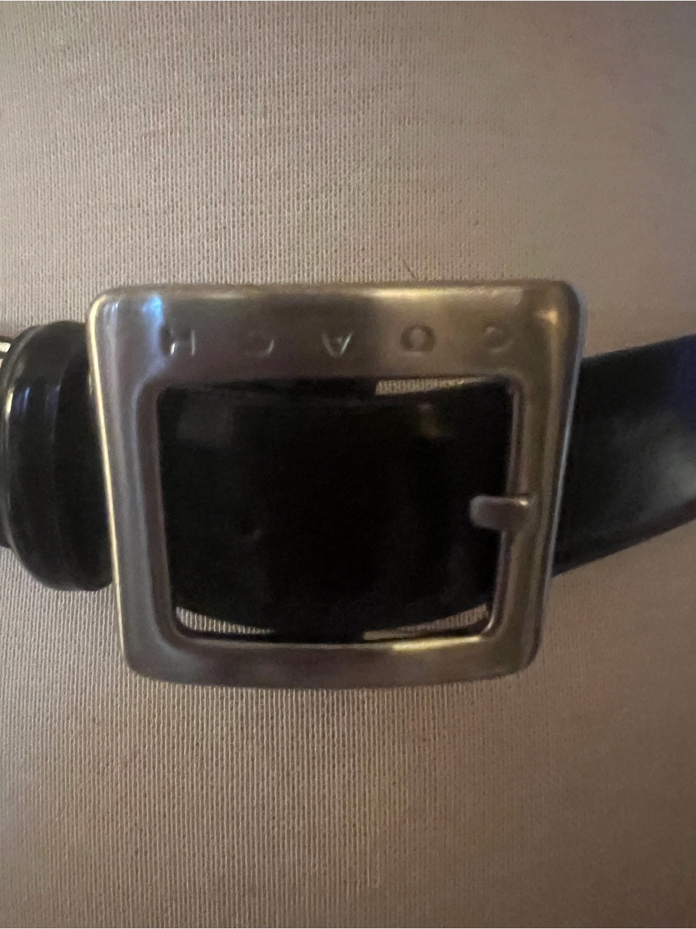 Women’s COACH Black Leather Belt Brushed Silver Buckle Medium VINTAGE